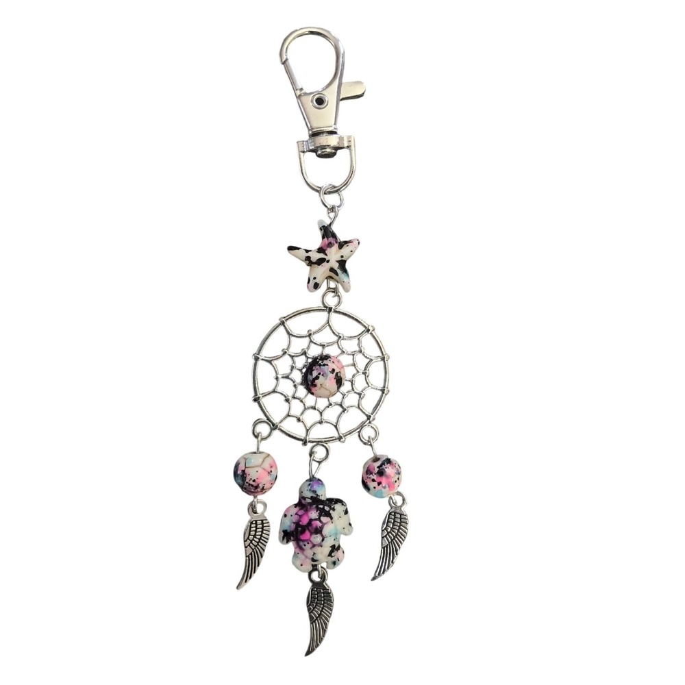 Multicolored Turtle Dreamcatcher Bag Charm